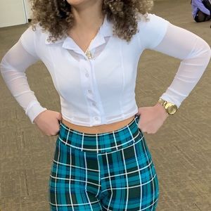 White Mesh / See Through Top, Long Sleeve